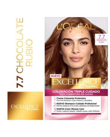 Tintura Permanente Excellence Creme De L'Oréal París 77 Chocolate Rubio X 47 Gr  - 1