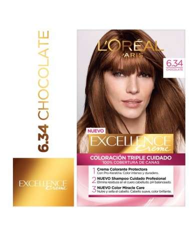 Tintura Permanente Excellence Creme De L'Oréal París 634 Chocolate X 47 Gr  - 1