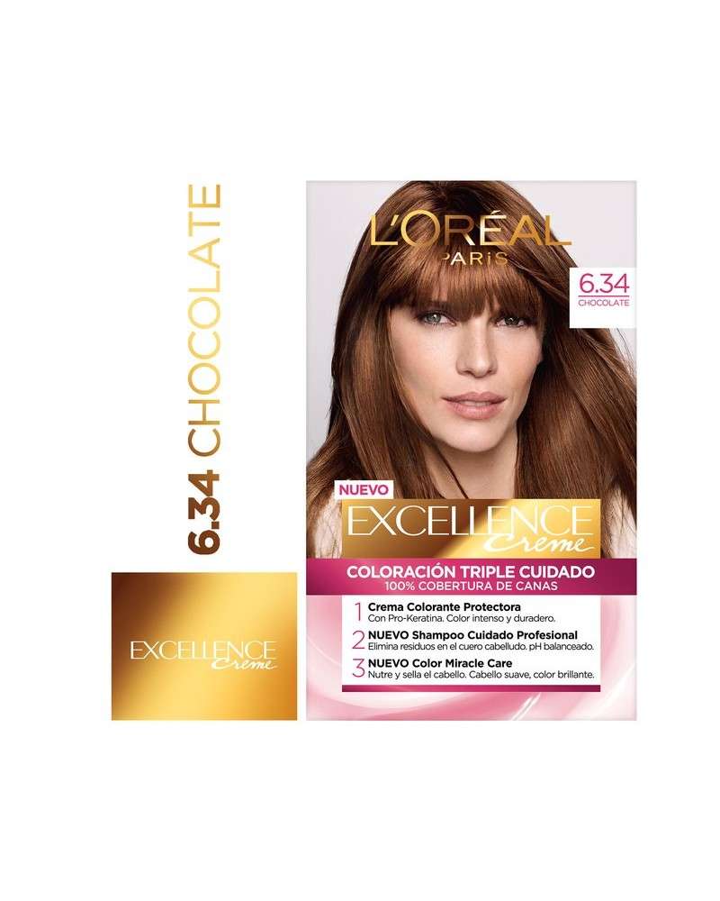 Tintura Permanente Excellence Creme De L'Oréal París 634 Chocolate X 47 Gr  - 1