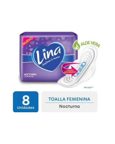 LINA - TOALLA FEMENINA NOCTURNA C/A x8 Lina - 1