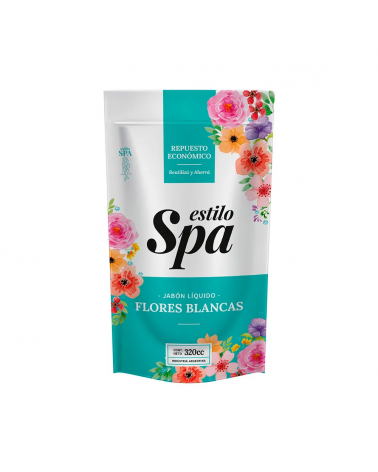 ESTILO SPA - JABON LÍQUIDO DOY PACK FLORES BLANCAS X 320 ML