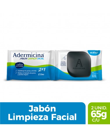 Adermicina Jabón limpieza facial Pack x2 x65gr