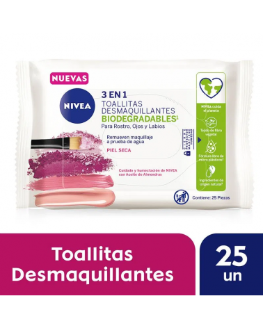 NIVEA - TOALLITAS DESMAQUILLANTES BIODEGRADABLES 3 EN 1