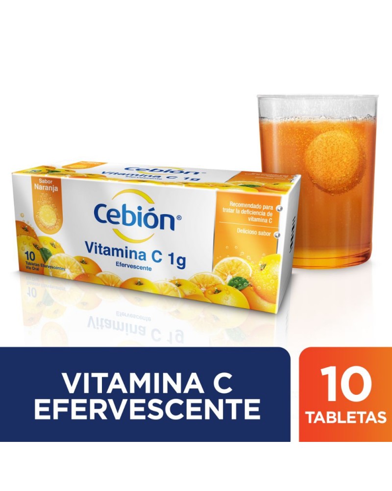 CEBION VITAMINA C EFERVESCENTE - Naranja sin azucar- tabletas x10