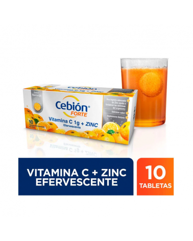 CEBION FORTE  VITAMINA C EFERVESCENTE - Naranja sin azucar tabletasx10