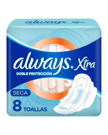 ALWAYS - Toallas Femeninas Doble Protección Seca x 8 Unidades