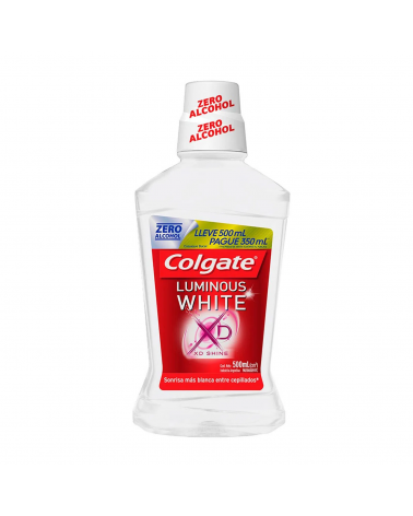 COLGATE - ENJUAGUE BUCAL LUMINOUS WHITE 500ML Y PAGUE 350ML