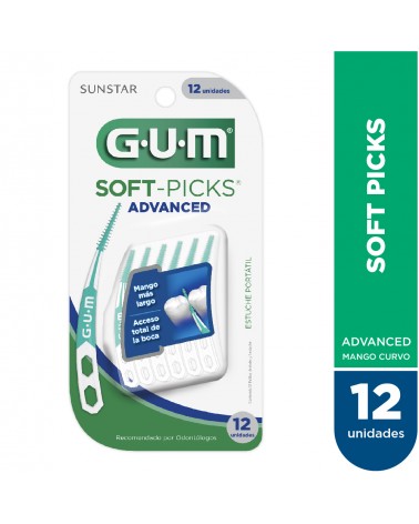 GUM - Soft-Picks Advanced - Palillos Interdentales Con Punta De Hule Suave, Estuche X 12Unidades