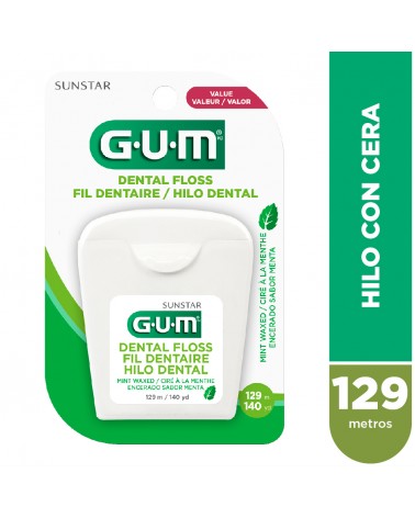 GUM - Dental Floss Hilo Dental Cera Mentolada 129 Metros