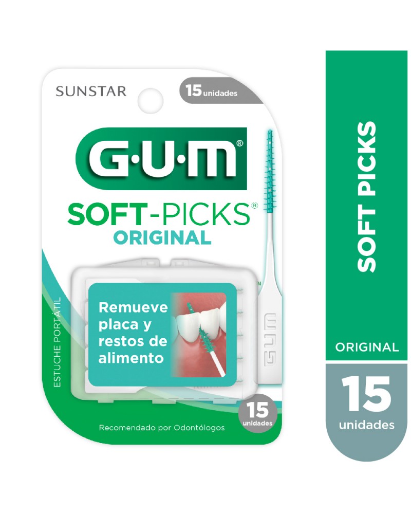 GUM - Soft-Picks Original Palillos Interdentales con punta de hule suave estuche x 15 unidades