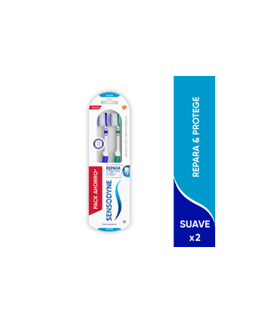 Sensodyne Repara Y Protege Cepillo Dental Cerdas Suaves Protección Para Dientes Sensibles Y Encías 2X1, Suave