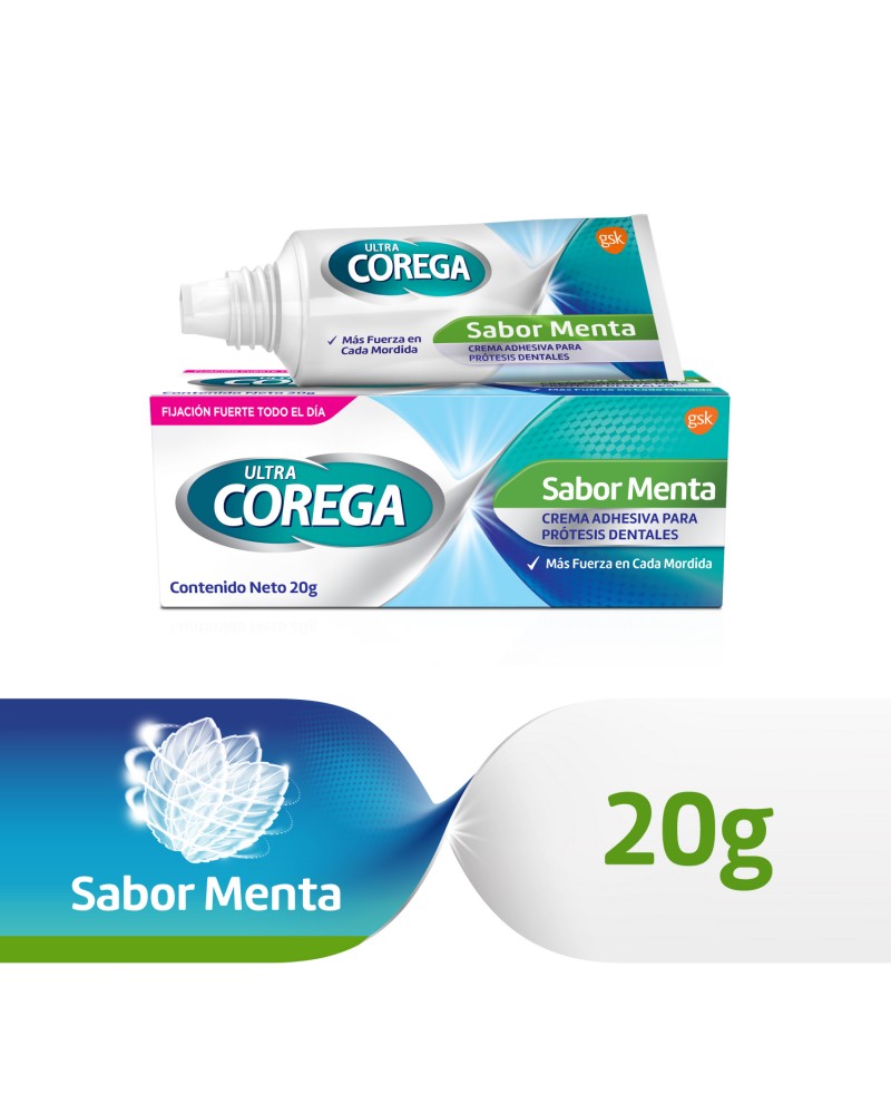 Corega - Adhesivo Para Prótesis Dentales Ultra Crema Sabor Menta X 20Gr