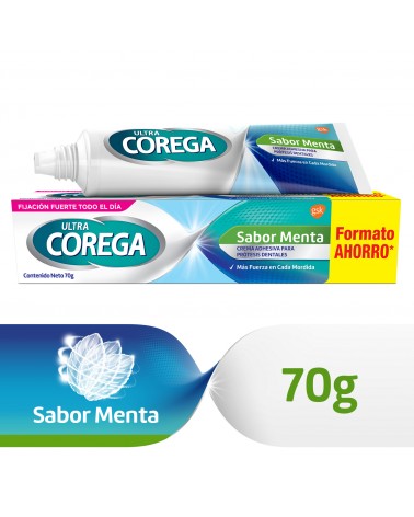 Corega - Adhesivo Para Prótesis Dentales Ultra Crema Sabor Menta X70Gr