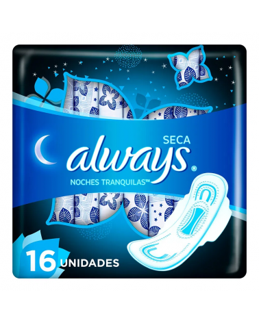 ALWAYS - Toallas Higiénicas Nocturas Con Alas x 16 Unidades