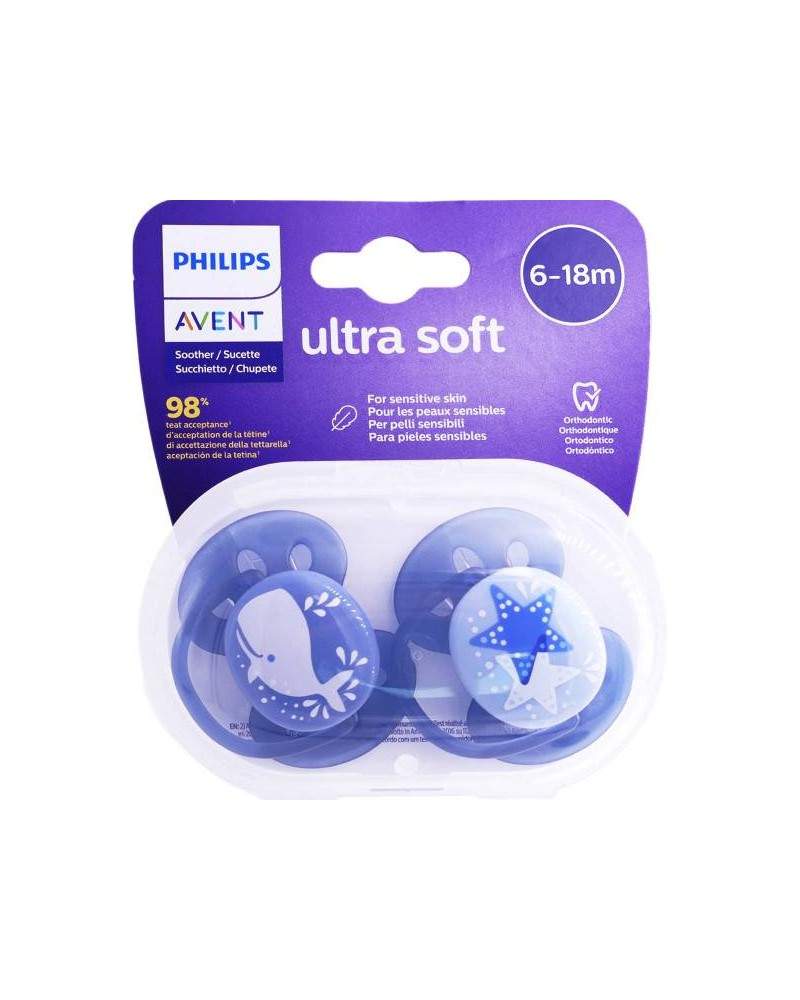 AVENT - CHUPETE ULTRA SOFT X 2 DE 6-18 MESES