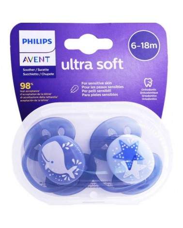 AVENT - CHUPETE ULTRA SOFT X 2 DE 6-18 MESES