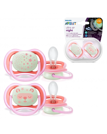 AVENT -  CHUPETE ULTRA AIR DECO NIGHTIME 6-18 NENA X2