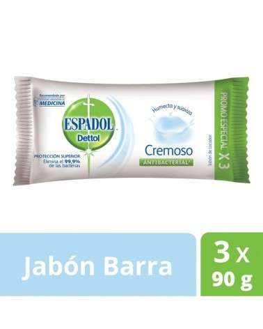 Espadol Dettol - Jabón De Tocador Antibacterial Cremoso 90Grs X 3U Espadol Dettol - 1