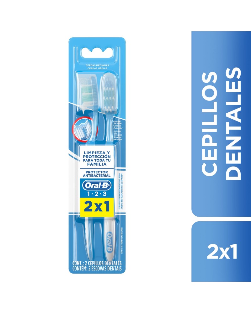 Cepillos Dentales Oral-B 123 Antibacterial 2 Unidades