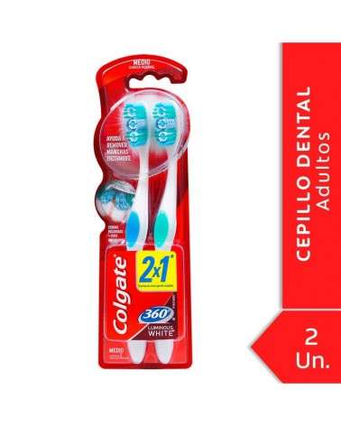 Cepillo Dental Colgate - 360º Luminous White Medio 2Unid Colgate - 1