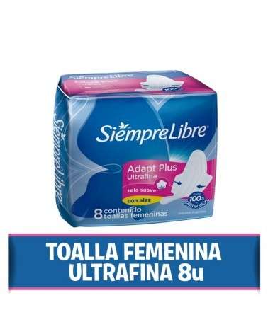 Toallas Femeninas Siempre Libre Adapt Plus Ultrafina Con Alas X 8 Un Siempre Libre - 1